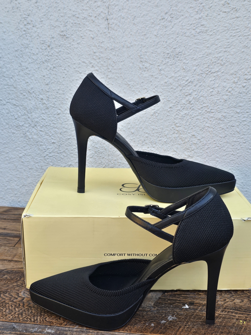 Cosy Islsand Black Pointed Toe Mary Jane Stiletto Heels Size 5 - Picture 2 of 11